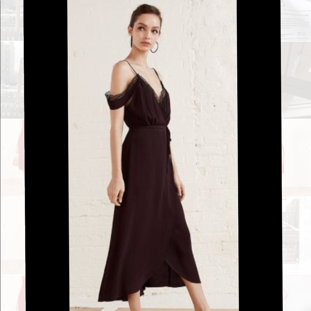 Reformation Lace Cold Shoulder Midi Dress in Black